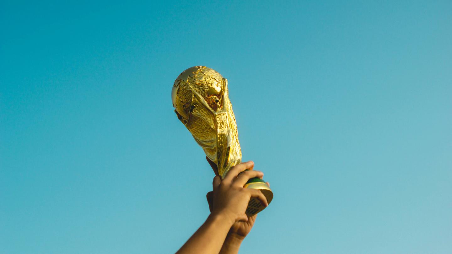 World cup trophy held in the air, photo credit: Fauzan Saari