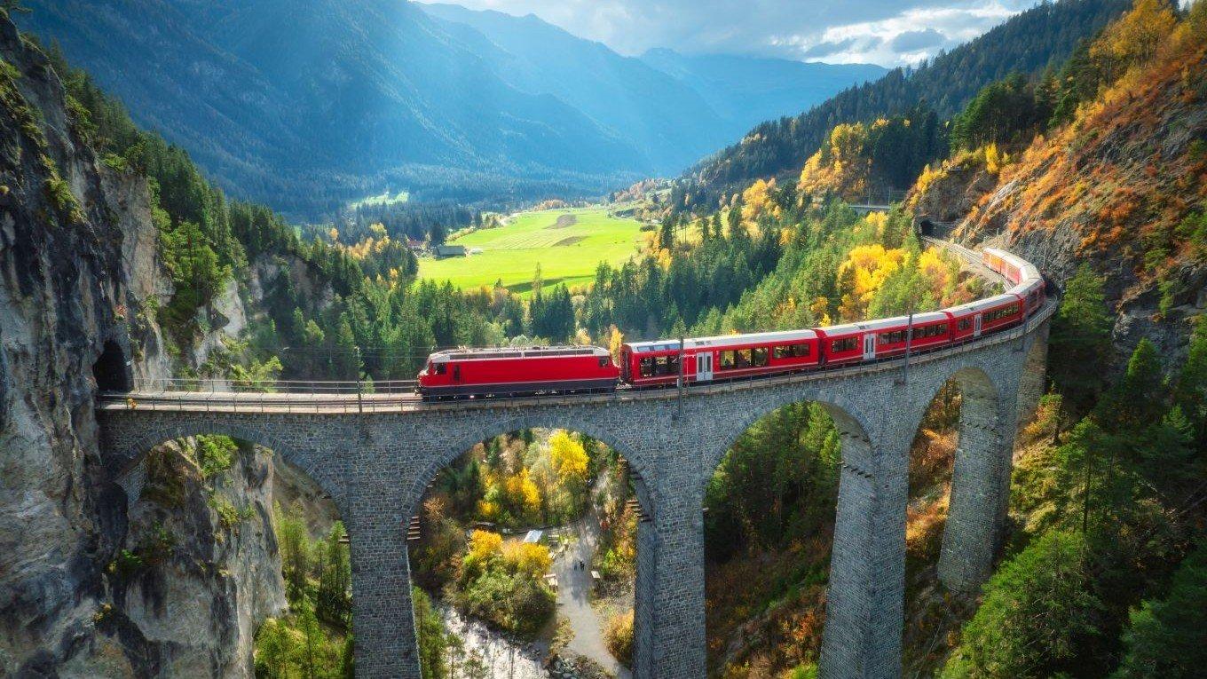 In Switzerland, rail accounts for a high percentage of passenger journeys and freight traffic